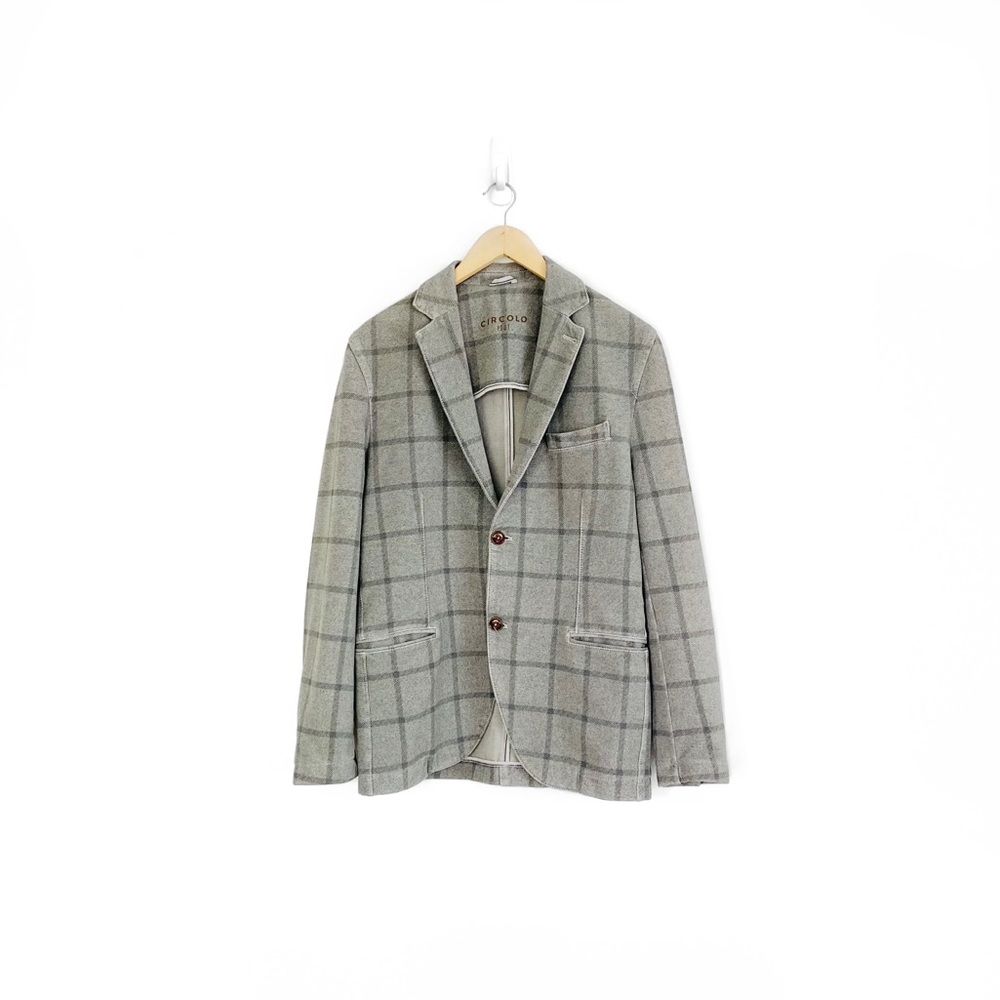 Circolo 1901 Men's Light Gray Windowpane Blazer